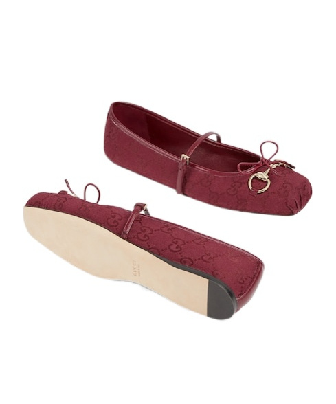Gucci Horsebit Series Ballet Flats In Red