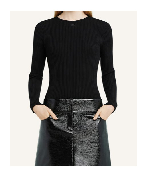 Shop Courrèges Lingerie-detailed Ribbed-knit Jumper In Black