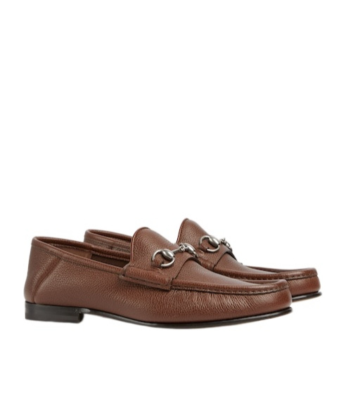 Gucci Men's Horsebit 1953 Grained Leather Bit Loafers In Brown