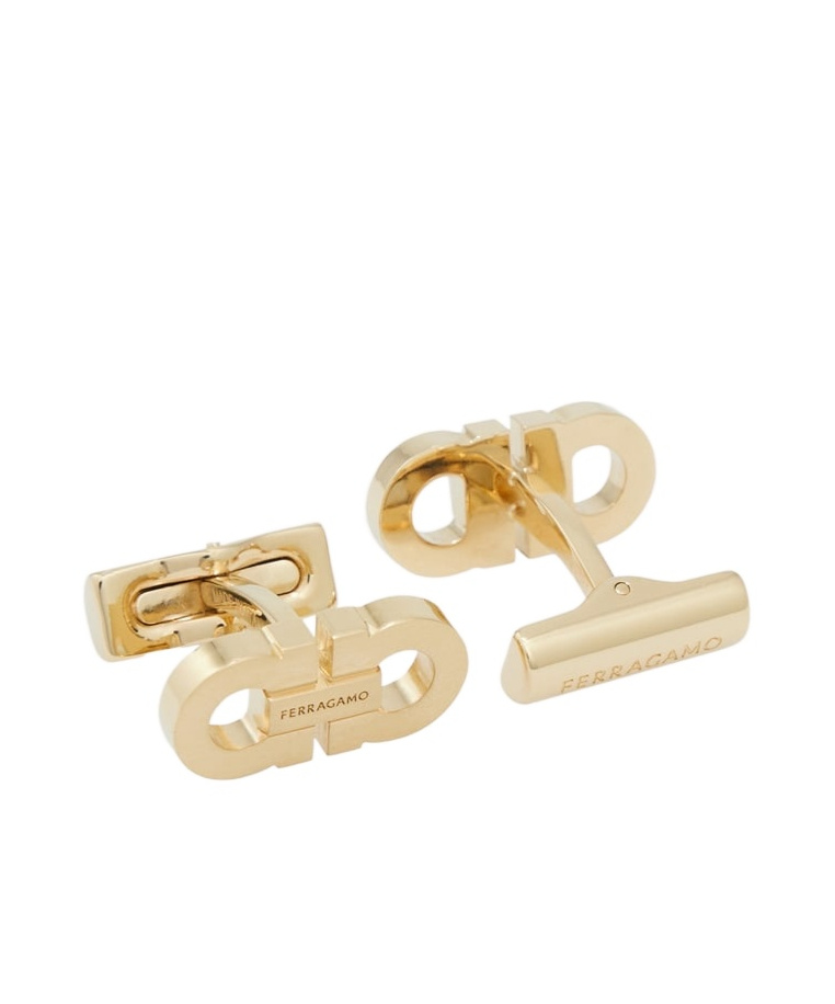 Ferragamo Double Gancini Cufflinks In Gold