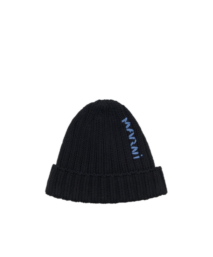 Marni Men's Beanie Hat With Logo In Black
