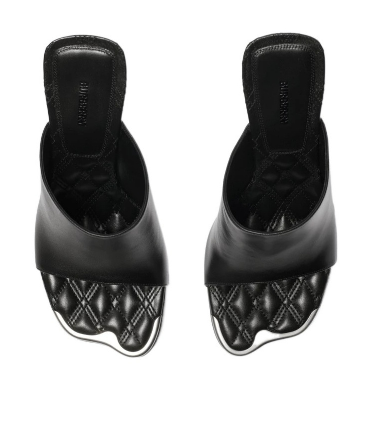 Burberry 80mm Duck High Leather Mules In Black