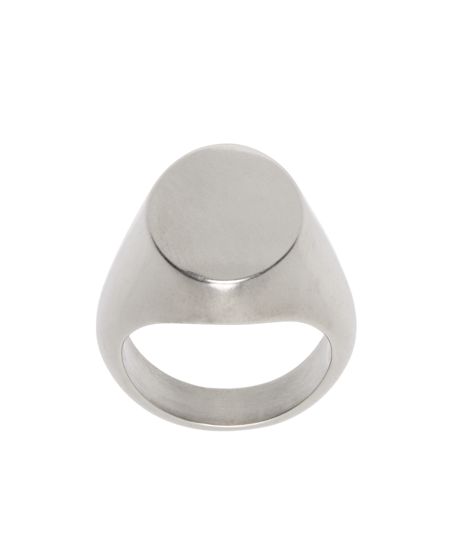 Mm6 Maison Margiela Silver Minimal Logo Oval Signet Ring In Gray