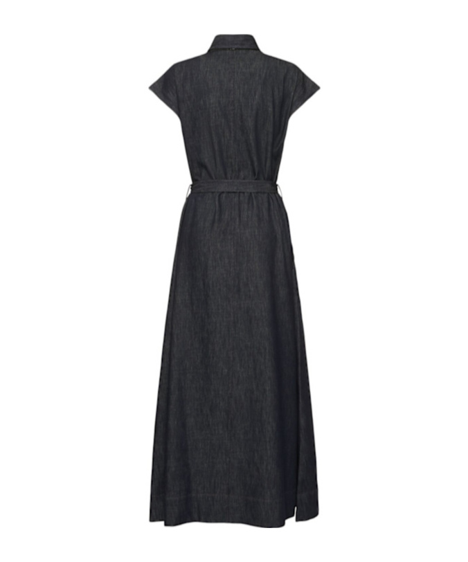 Brunello Cucinelli Denim-effect Twill Maxi Dress With Monili Detailing