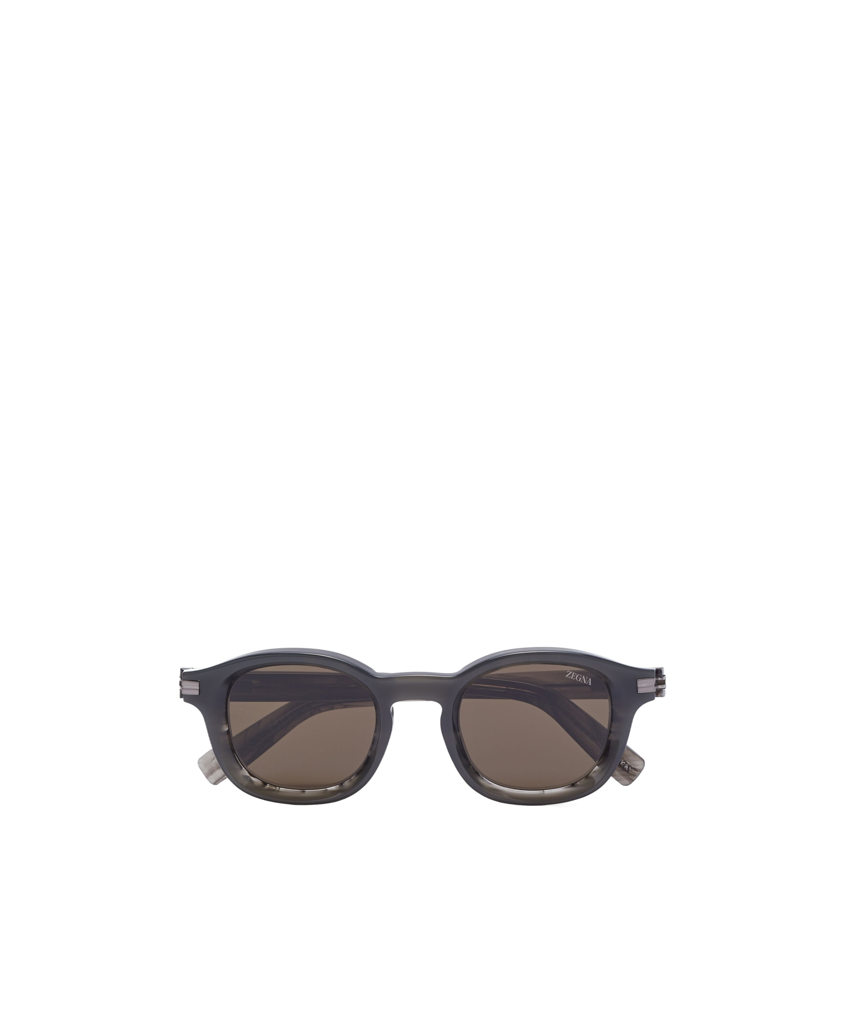 Zegna Striped Round-shape Sunglasses In Black