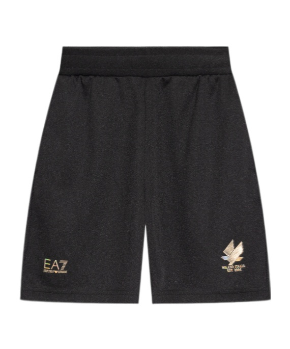 Ea7 Emporio Armani Logo Printed Track Shorts In Black