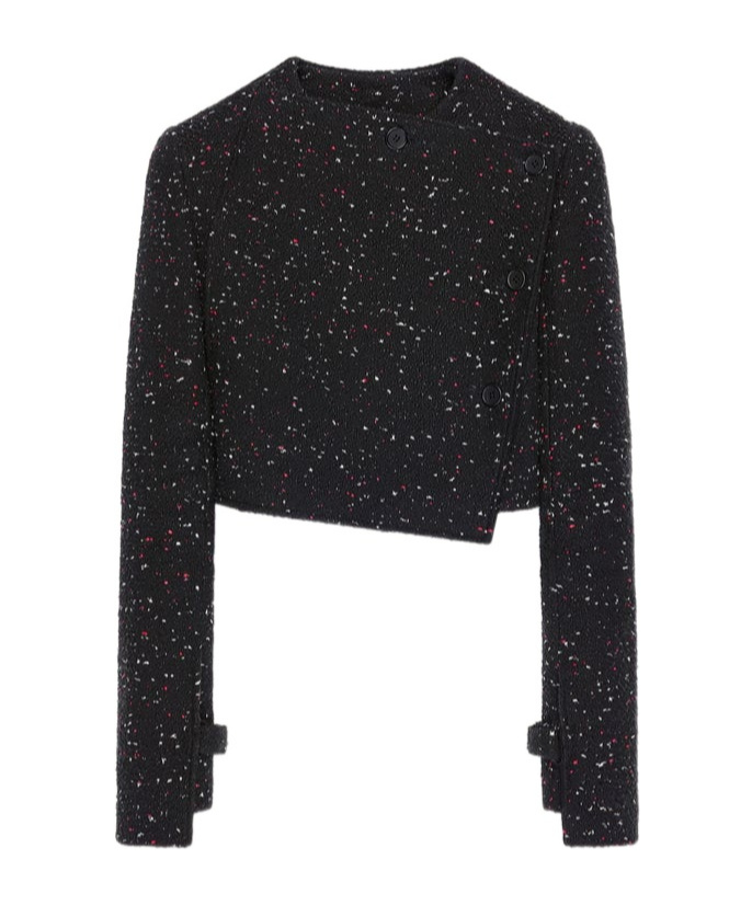 Courrèges Tweed Cropped Jacket In Black