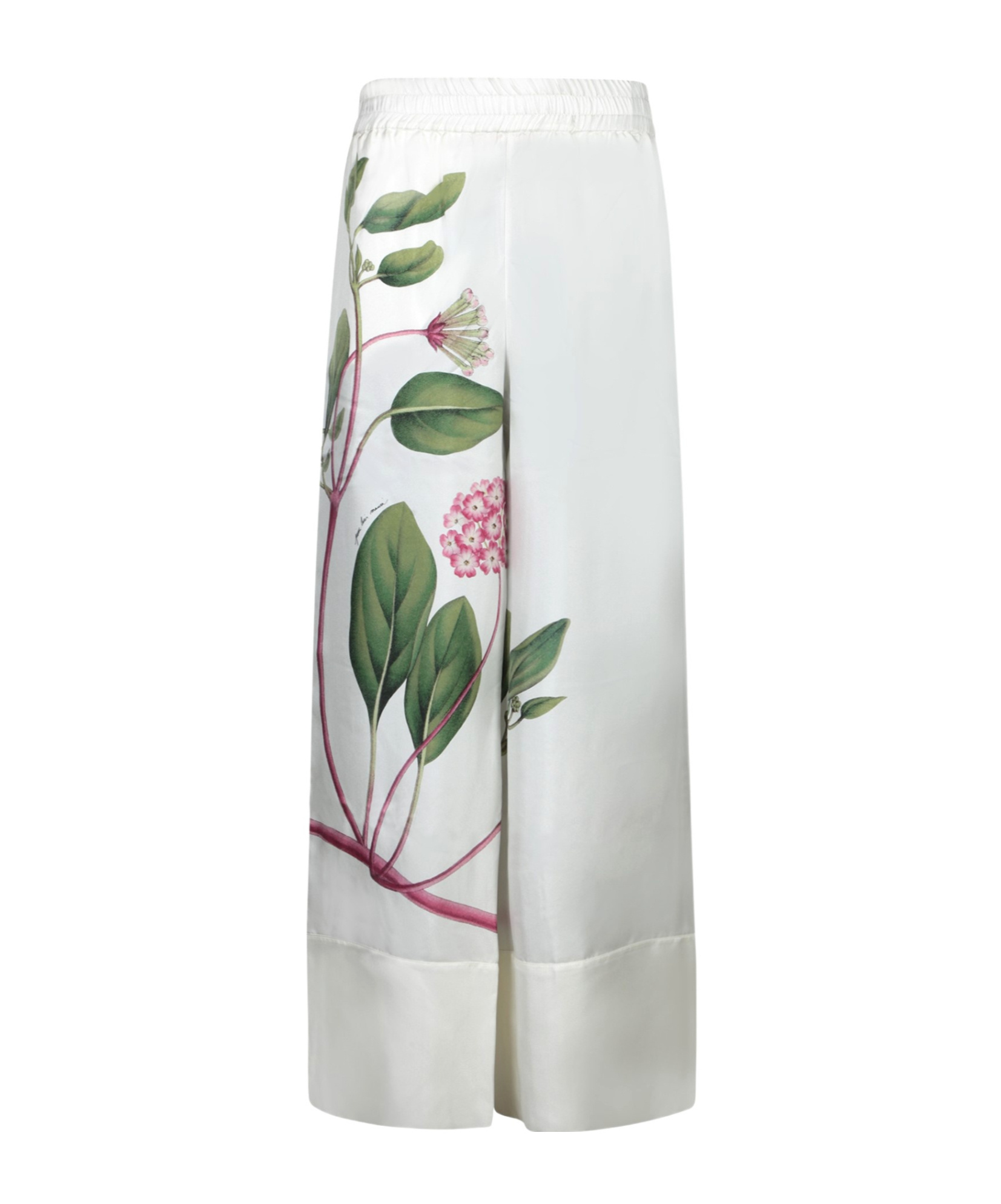 Pierre-louis Mascia White Wide-leg Trousers With Floral Print Accents In Gray