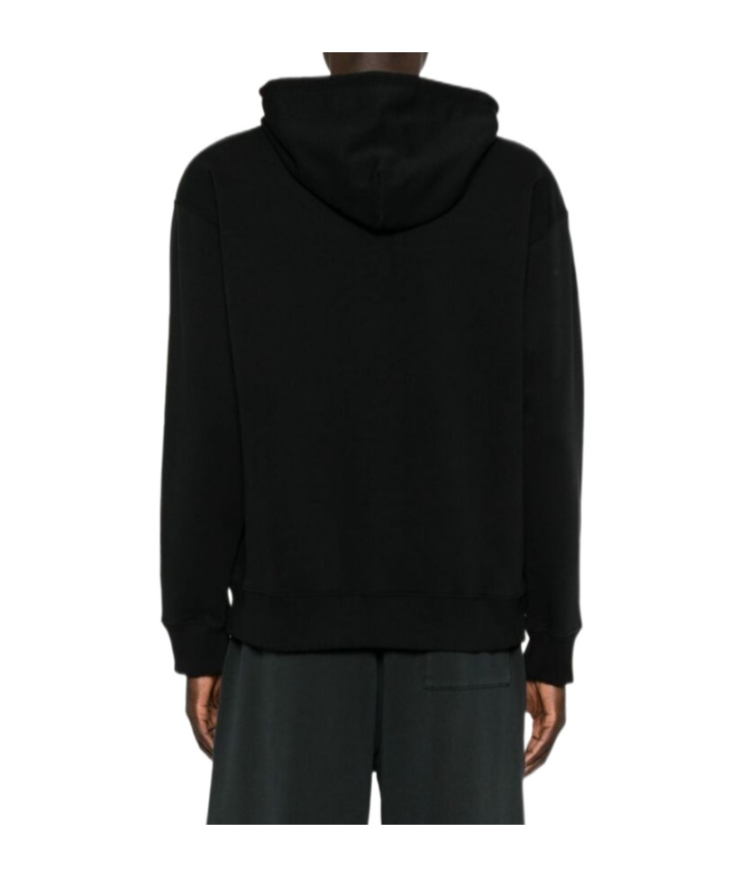 Mm6 Maison Margiela Mm6 By Maison Margiela Emblazoned Black Hoodie With Drawstring And Ribbed Finishes In Black