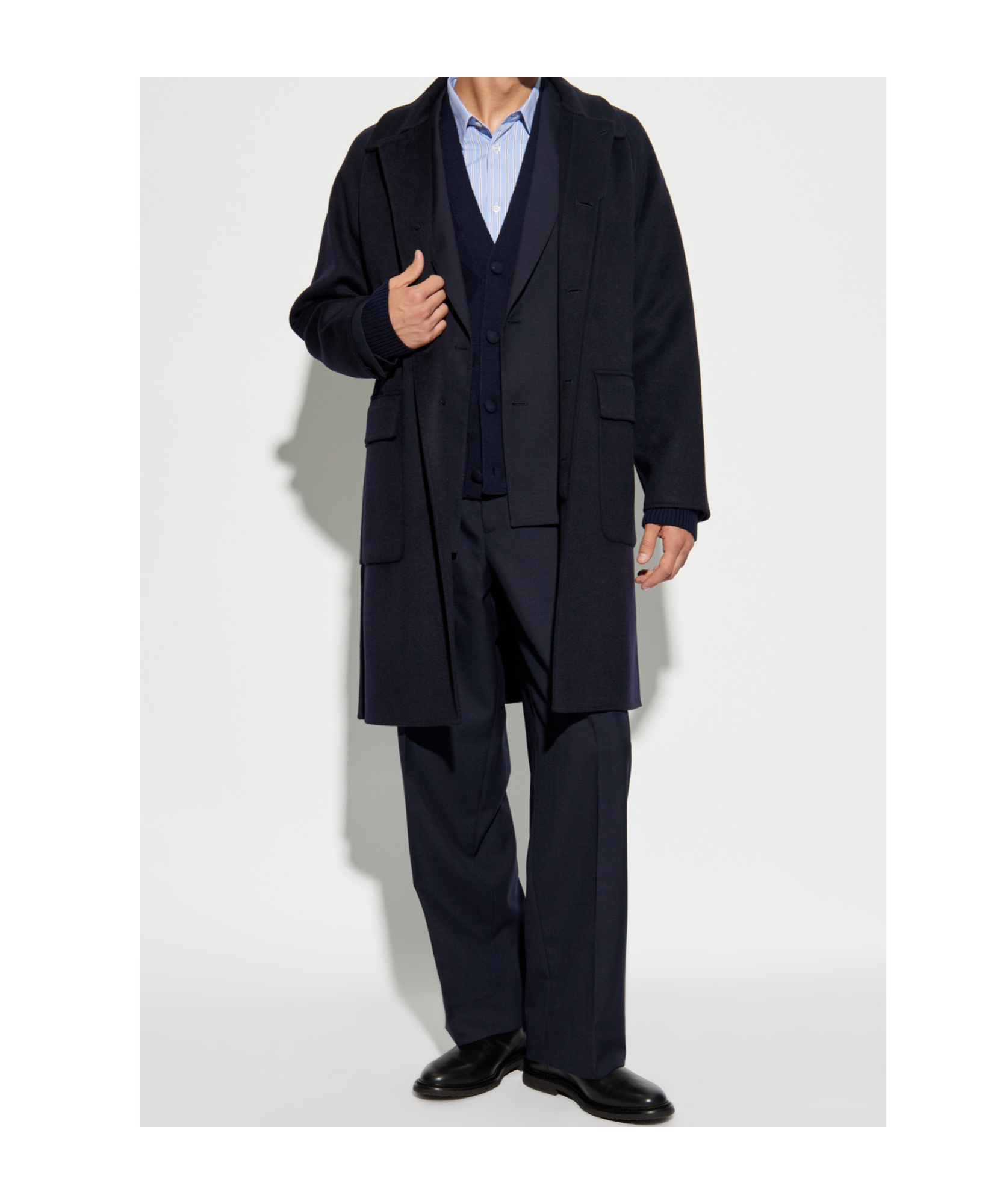 Shop Officine Generale Wool Coat In Black