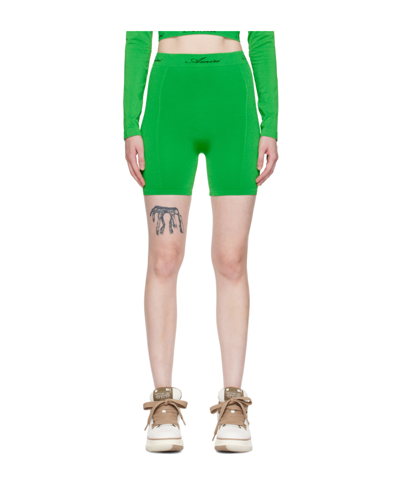 Amiri Green Jacquard Shorts In Green