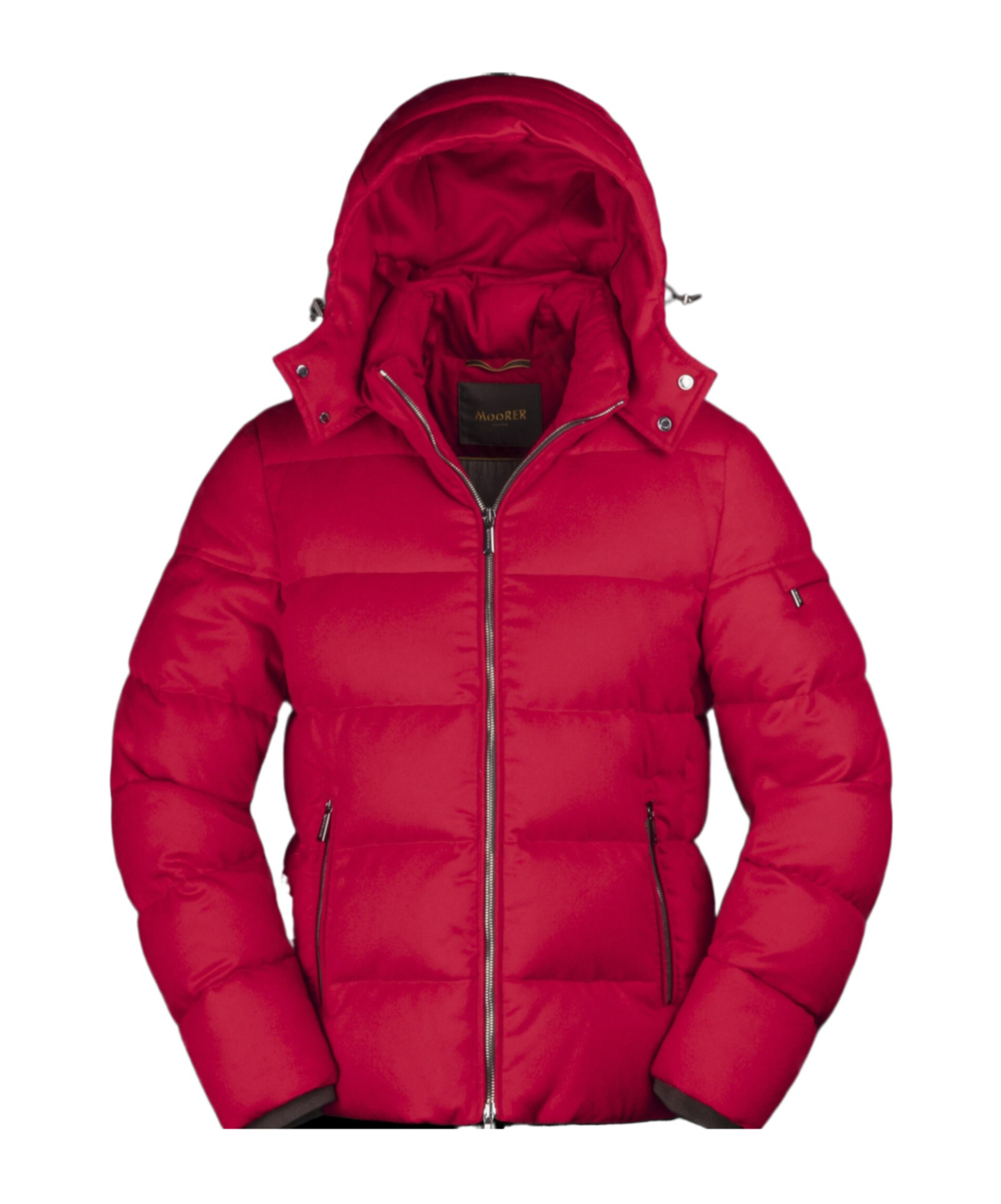 Moorer Detachable-hood Padded Jacket In Red