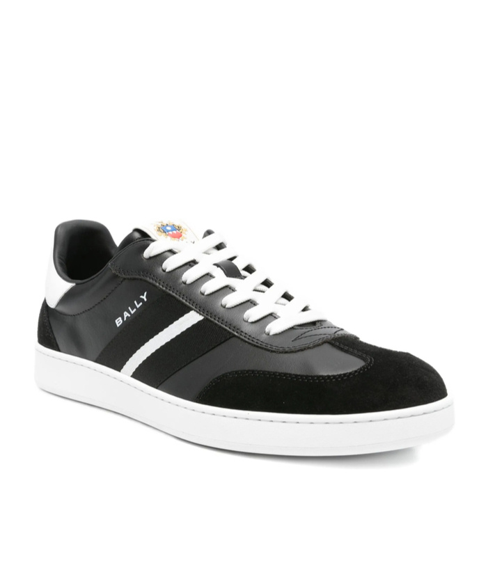 Bally Roget Leather Sneakers Contrast Sole In Black