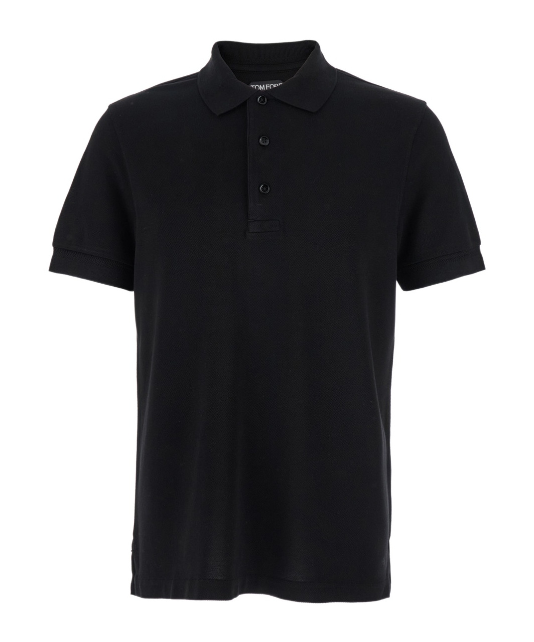 Tom Ford Black Short-sleeves Polo In Cotton Piquet Jersey Man