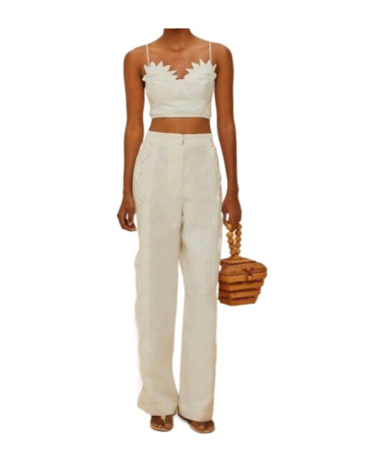 Farm Rio Belt Loops Slacks In White