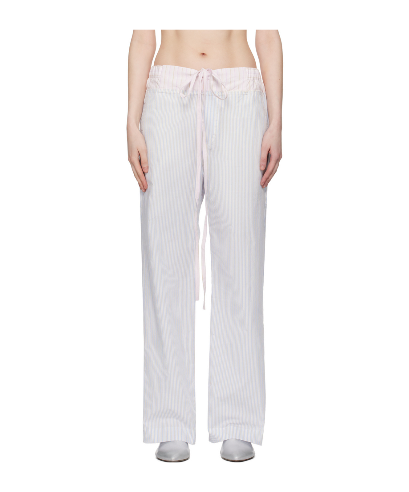 Edward Cuming Striped Casual Pants In White