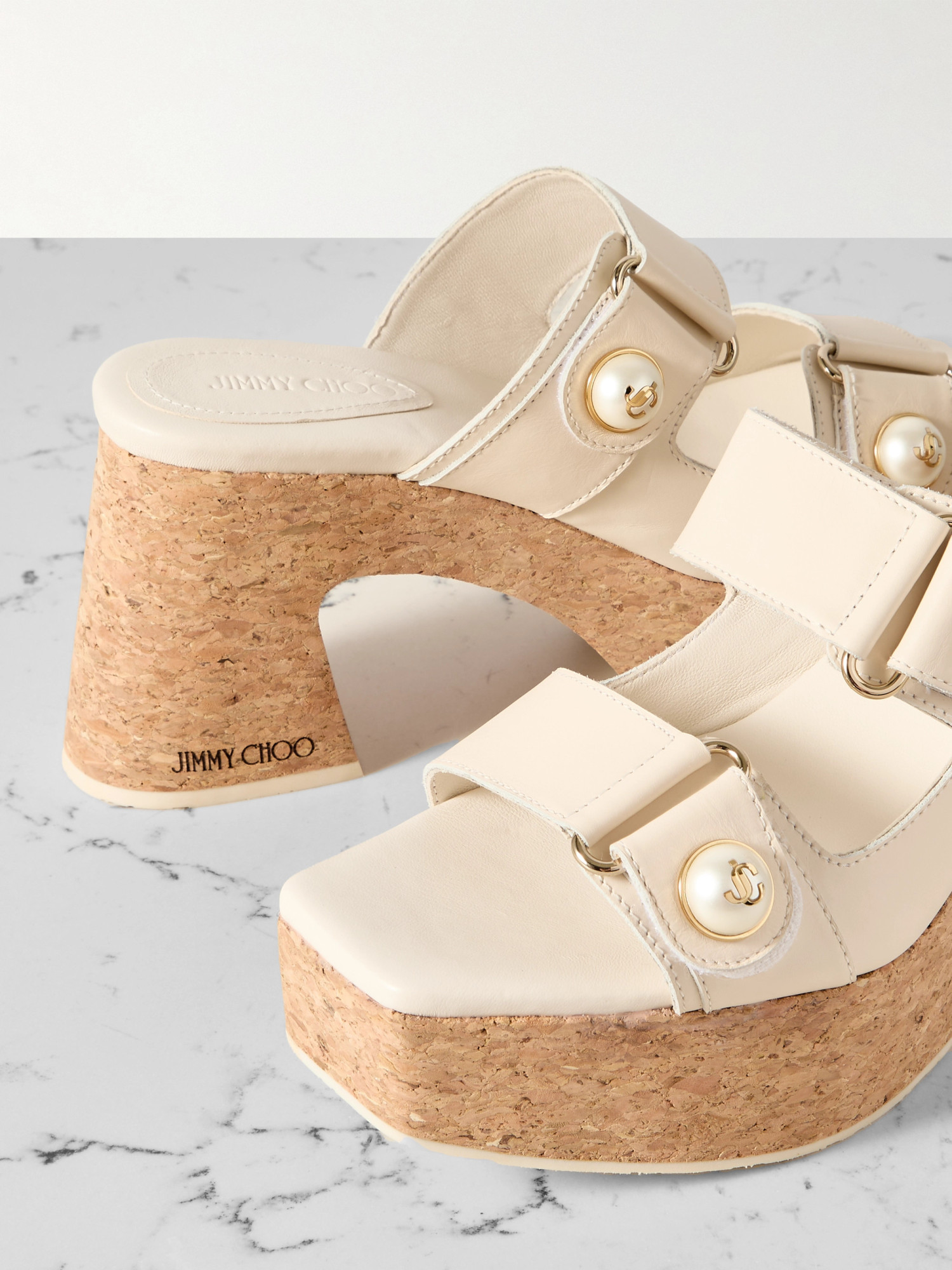 Jimmy Choo Fayence 95mm Leather Platform Sandals In Nude