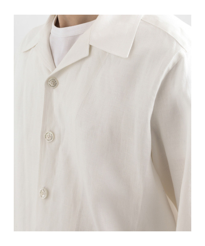 Dolce & Gabbana Linen Canvas Bowling Shirt In White