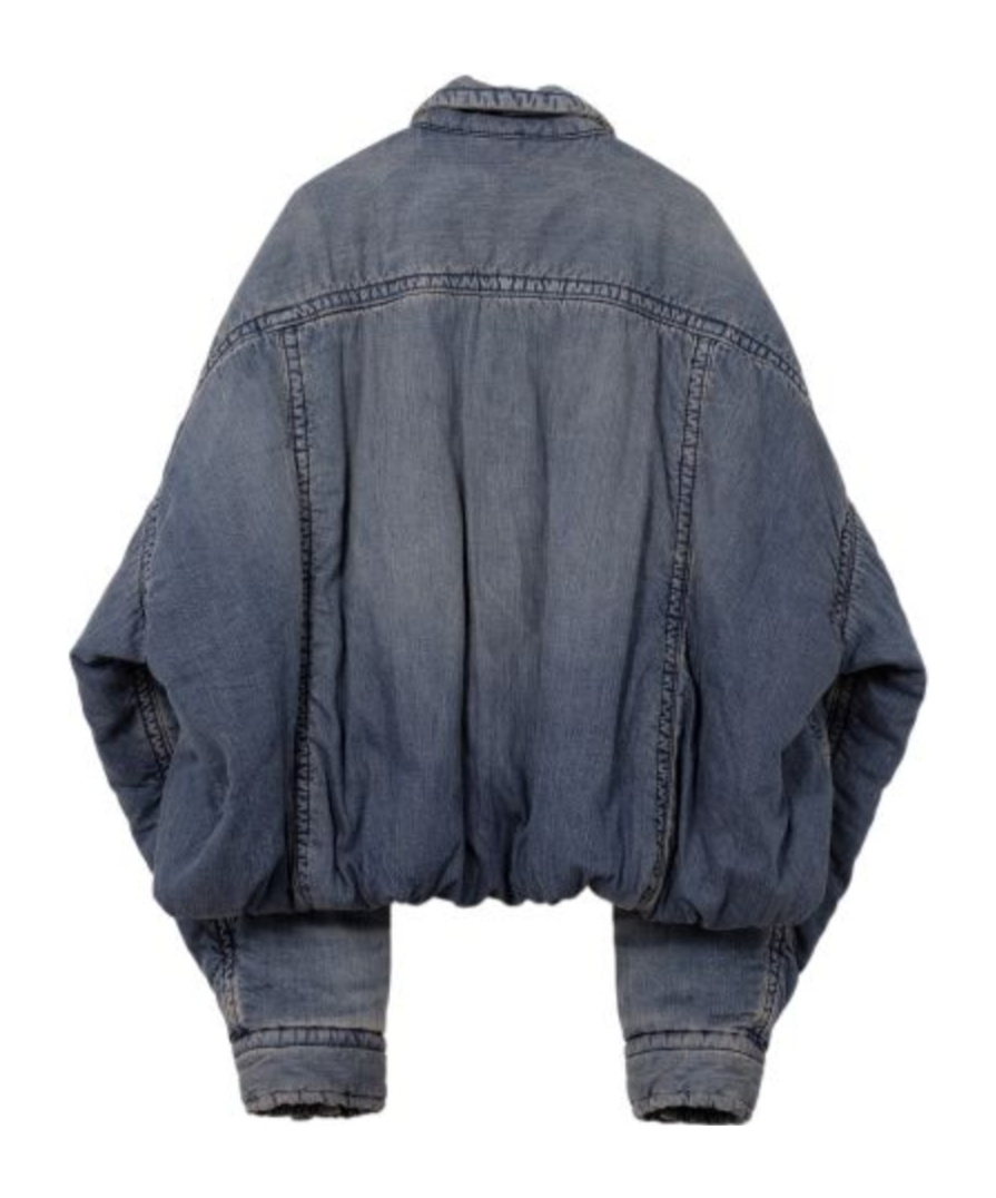 Miharayasuhiro Rolled-up Hem Down Denim Jacket In Purple
