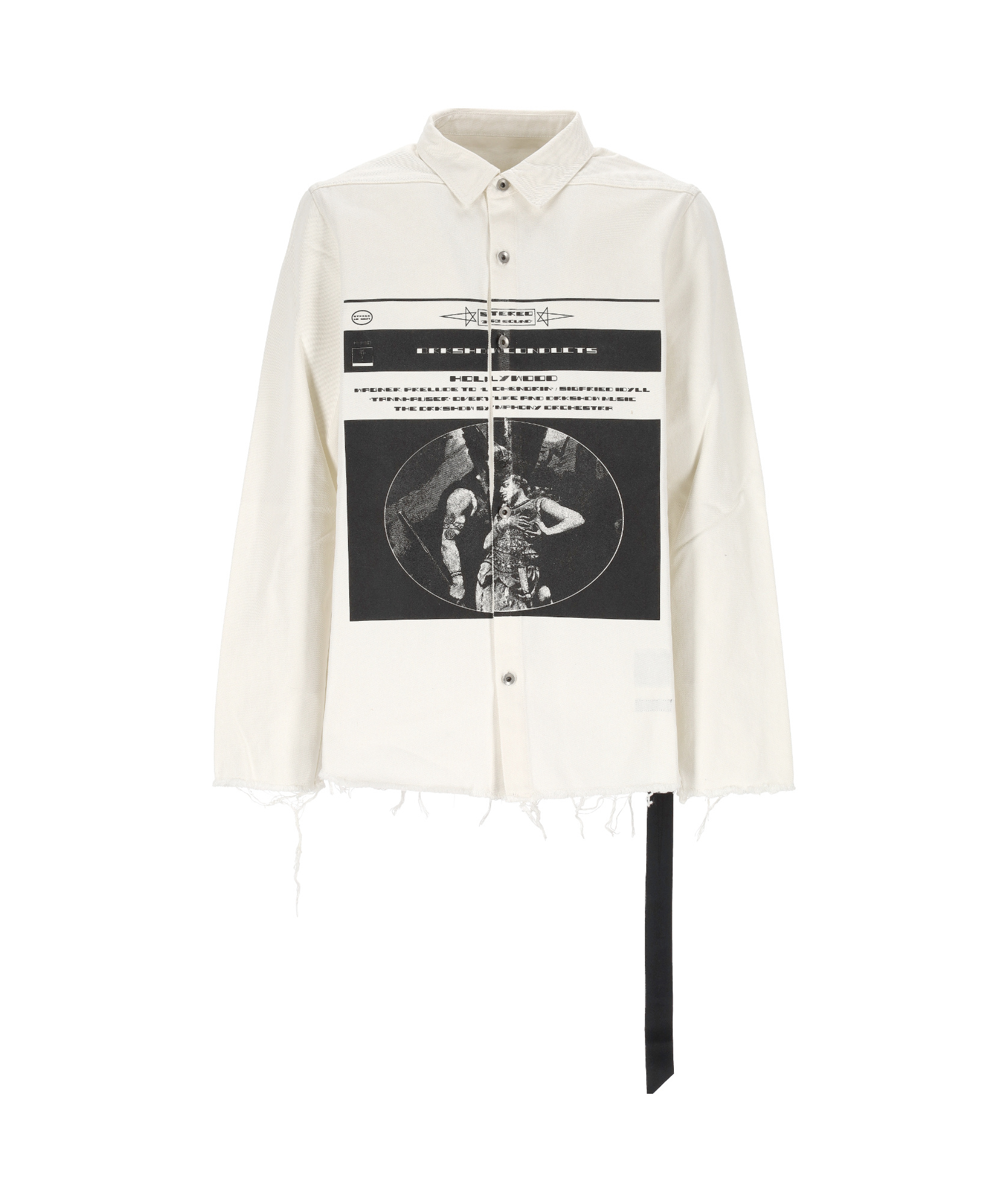 Rick Owens Drkshdw Opera Print Canvas Outer Shirt In White