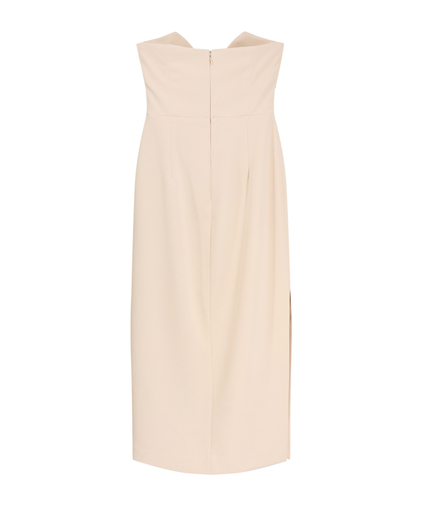Elisabetta Franchi Midi Dress With Gold Metal Detail In White