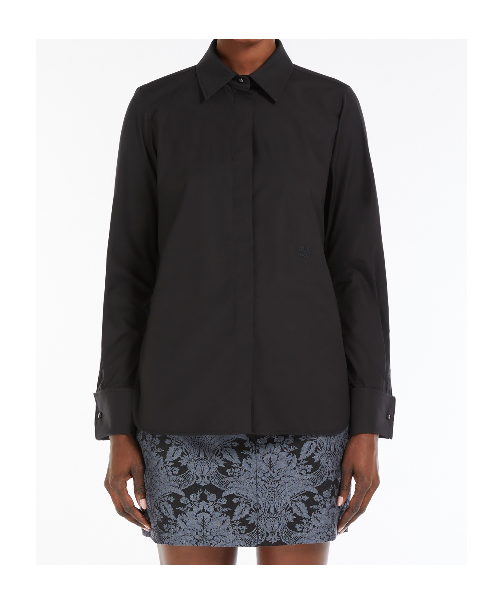 Max Mara Cotton Crepe Shirt In Black