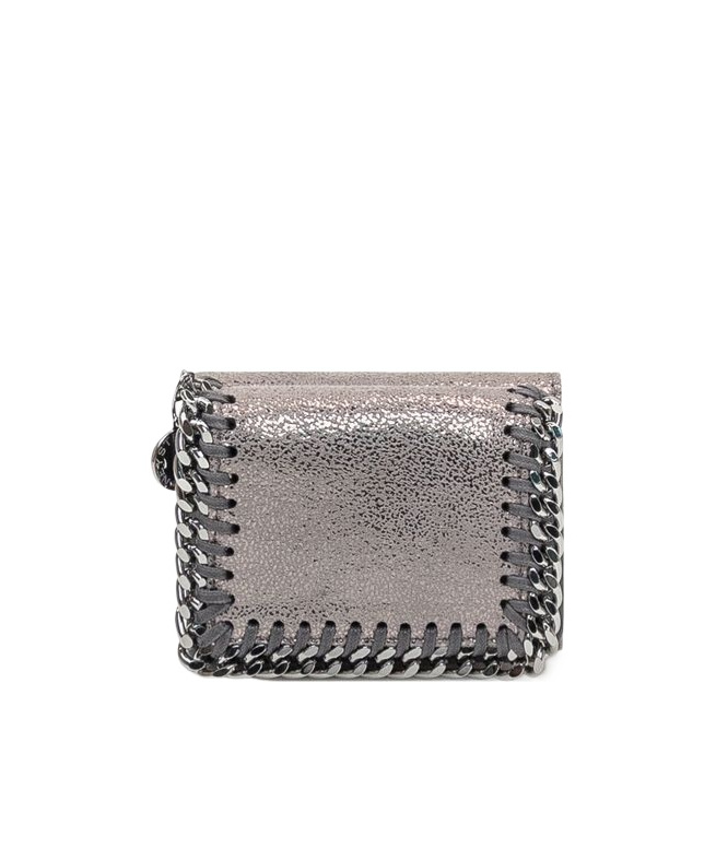Stella Mccartney Logo Engraved Chain Detailed Wallet In Gray