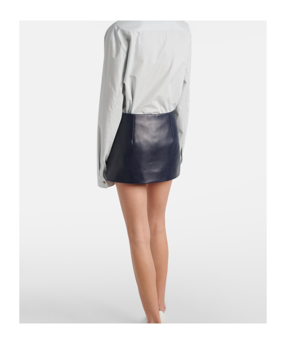Khaite Jett Leather Miniskirt In Blue