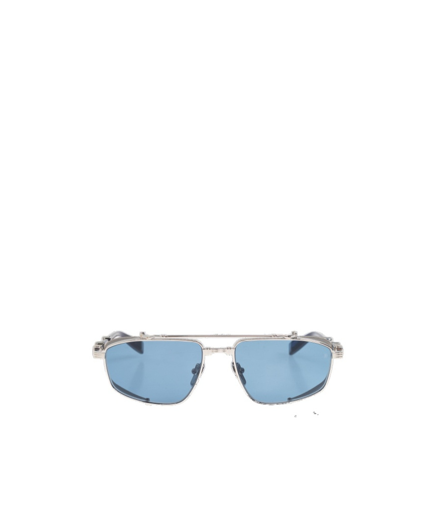 Balmain Brigade-v - Silver / Black Rhodium / Blue Swirl Sunglasses In Blue