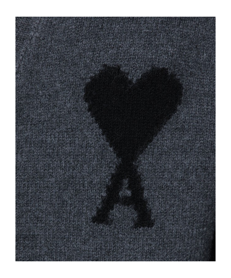 Ami Alexandre Mattiussi Ami Paris Ami De Coeur Heather Grey Wool Cardigan Men In Gray