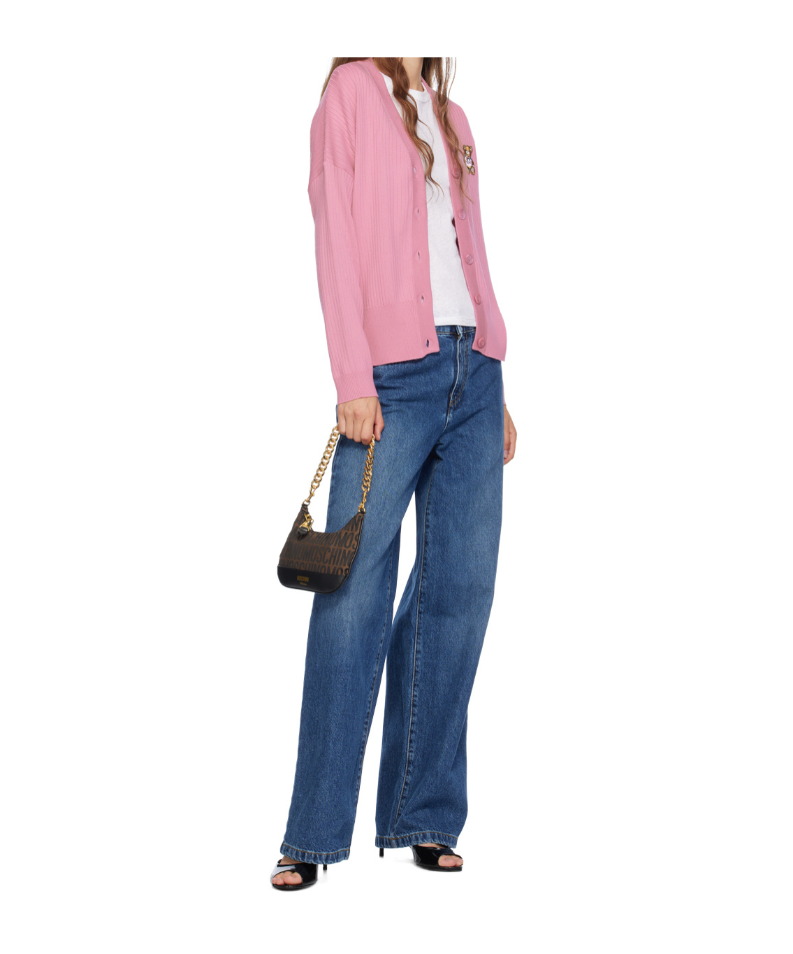 Moschino Pink Teddy Bear Cardigan In Pink