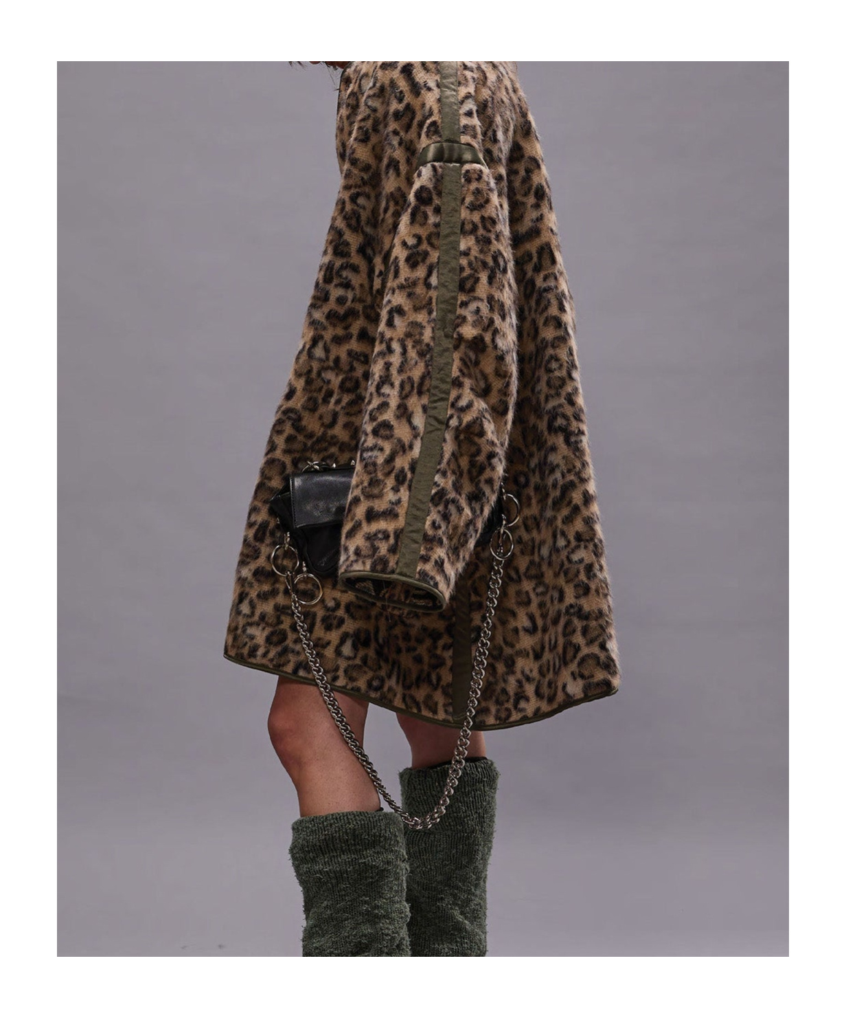 R13 Wool Leopard Coat In Brown