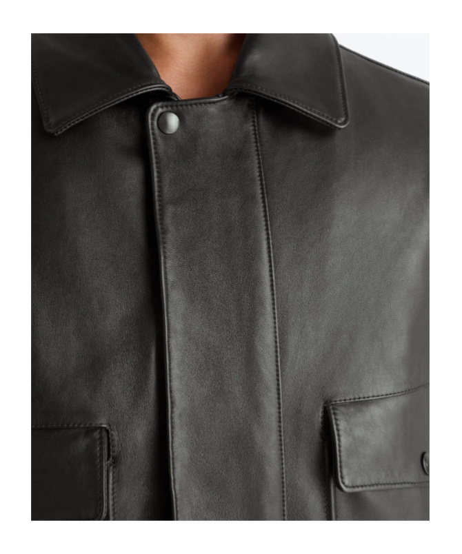 Lemaire Sheepskin-collar Leather Jacket In Brown