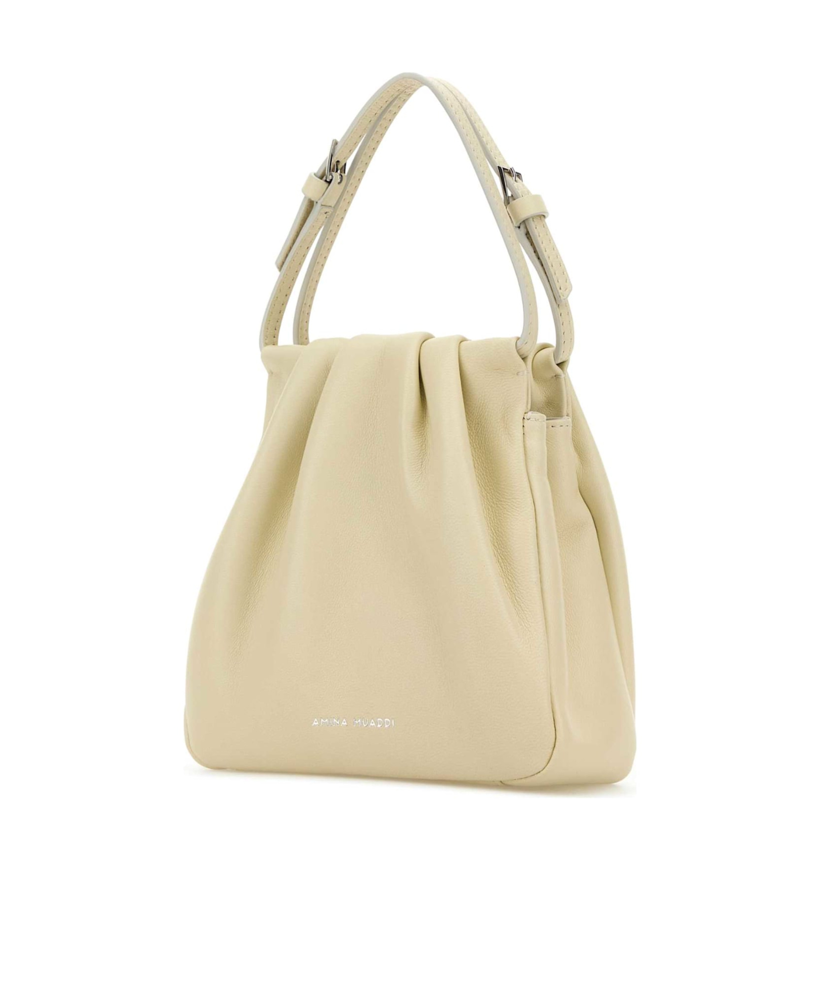 Amina Muaddi Iovry Nappa Leather Vittoria Crystal Handbag In Nude