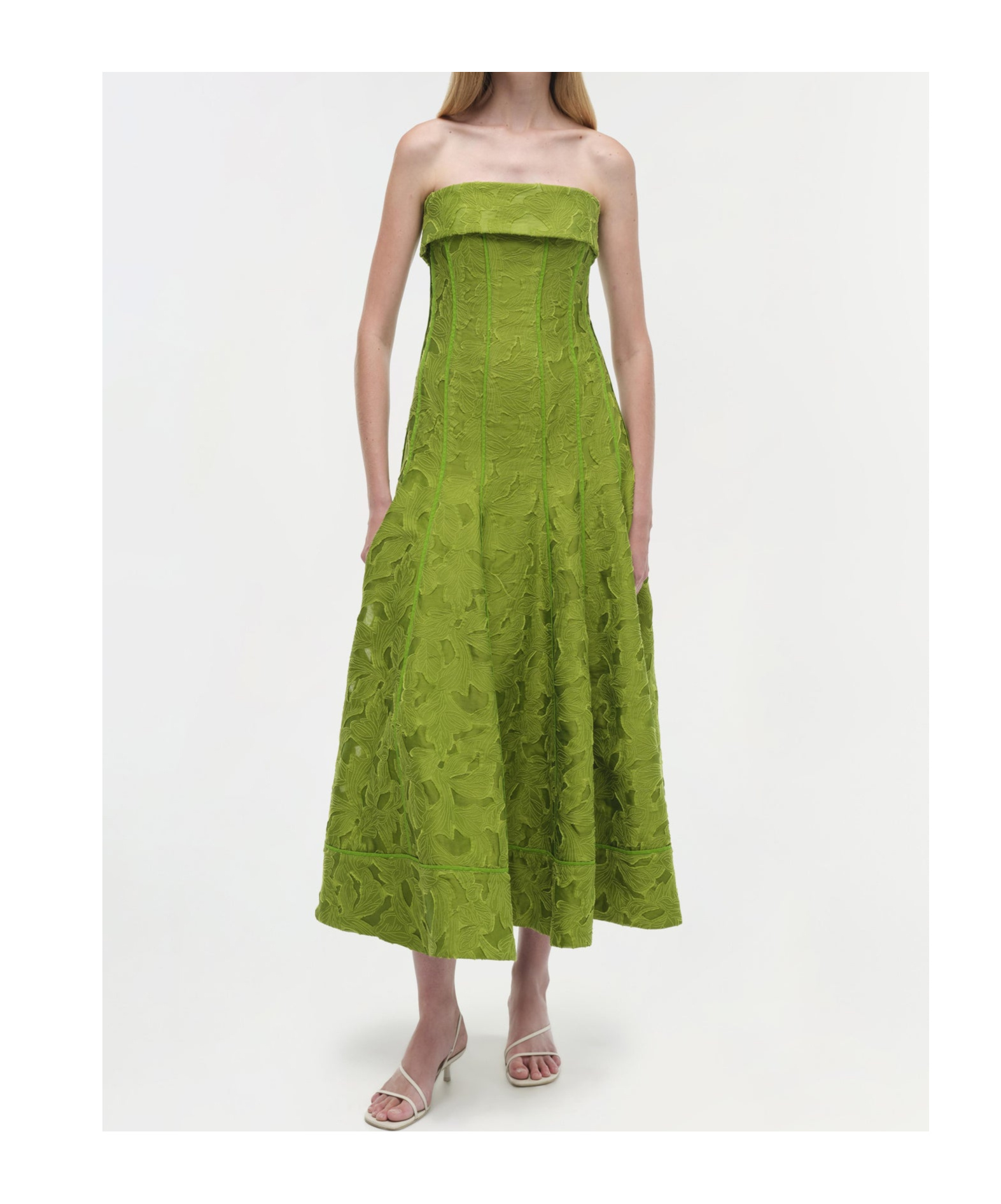 JONATHAN SIMKHAI IMOGEN JACQUARD STRAPLESS MIDI DRESS