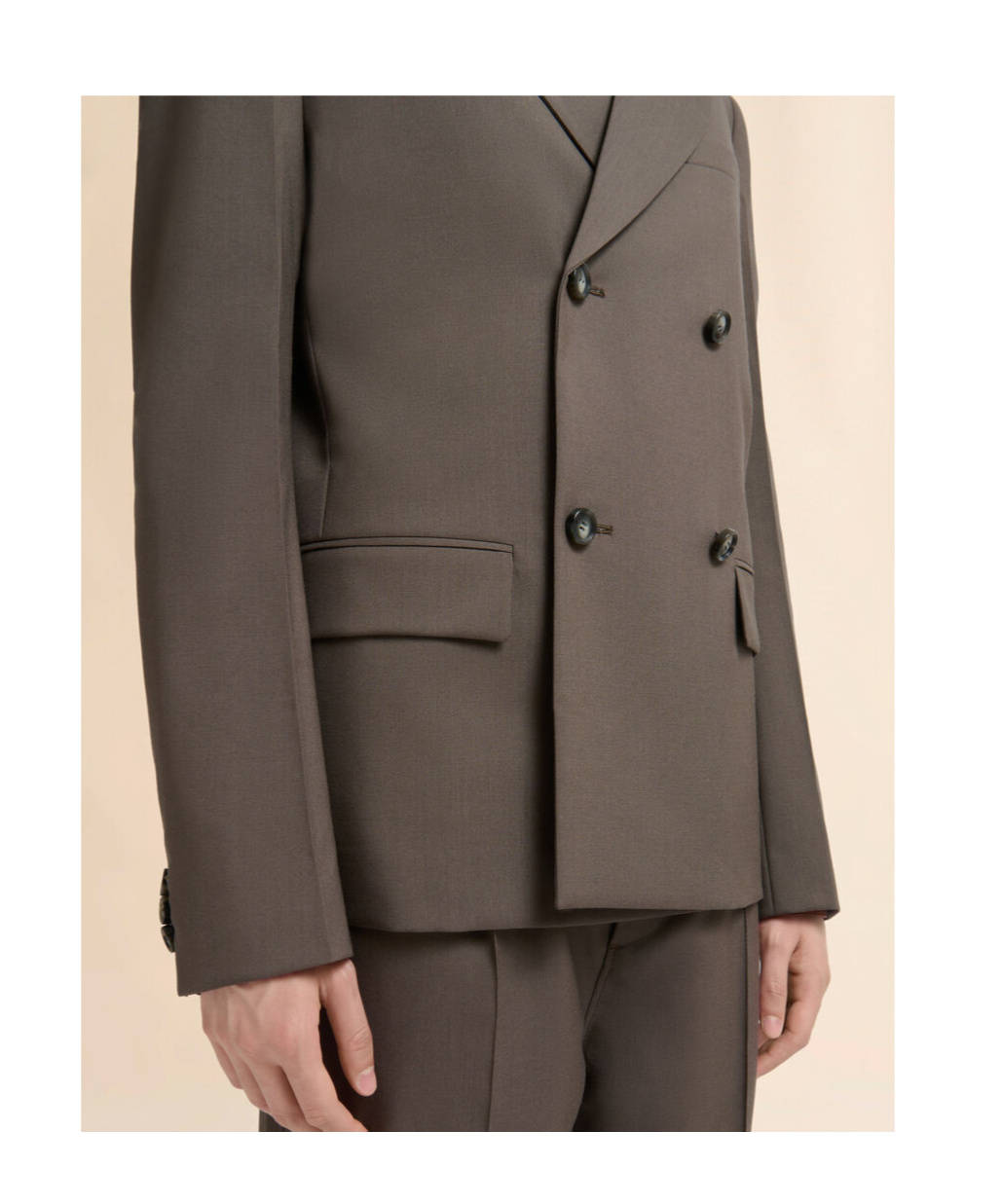 Marni Grey Double-breasted Wool Blazer With  Mending In Brown