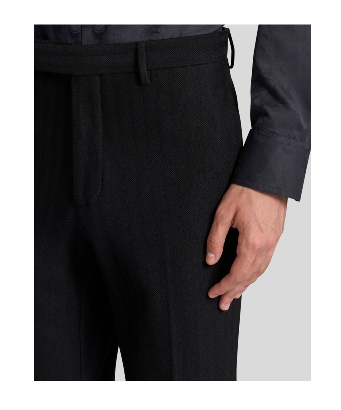 Etro Striped-effect Jacquard Evening Trousers In Black