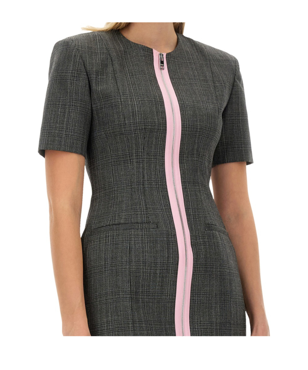 Msgm Zip-up Mini Dress In Black