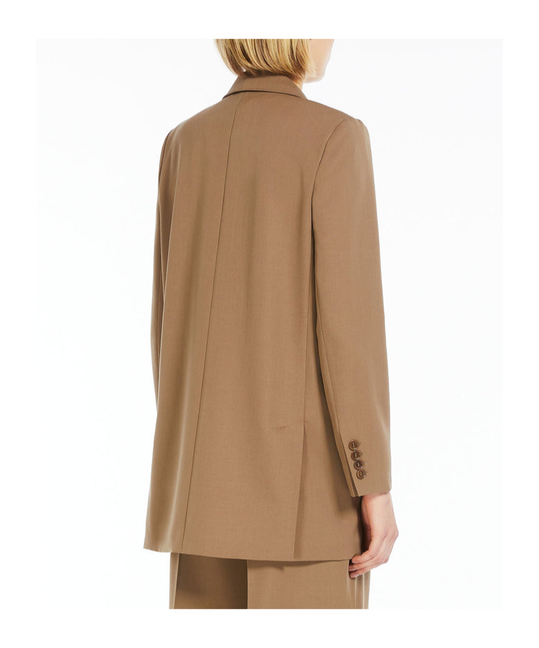 Max Mara Wool Double-breasted Suit Jacket In Brown