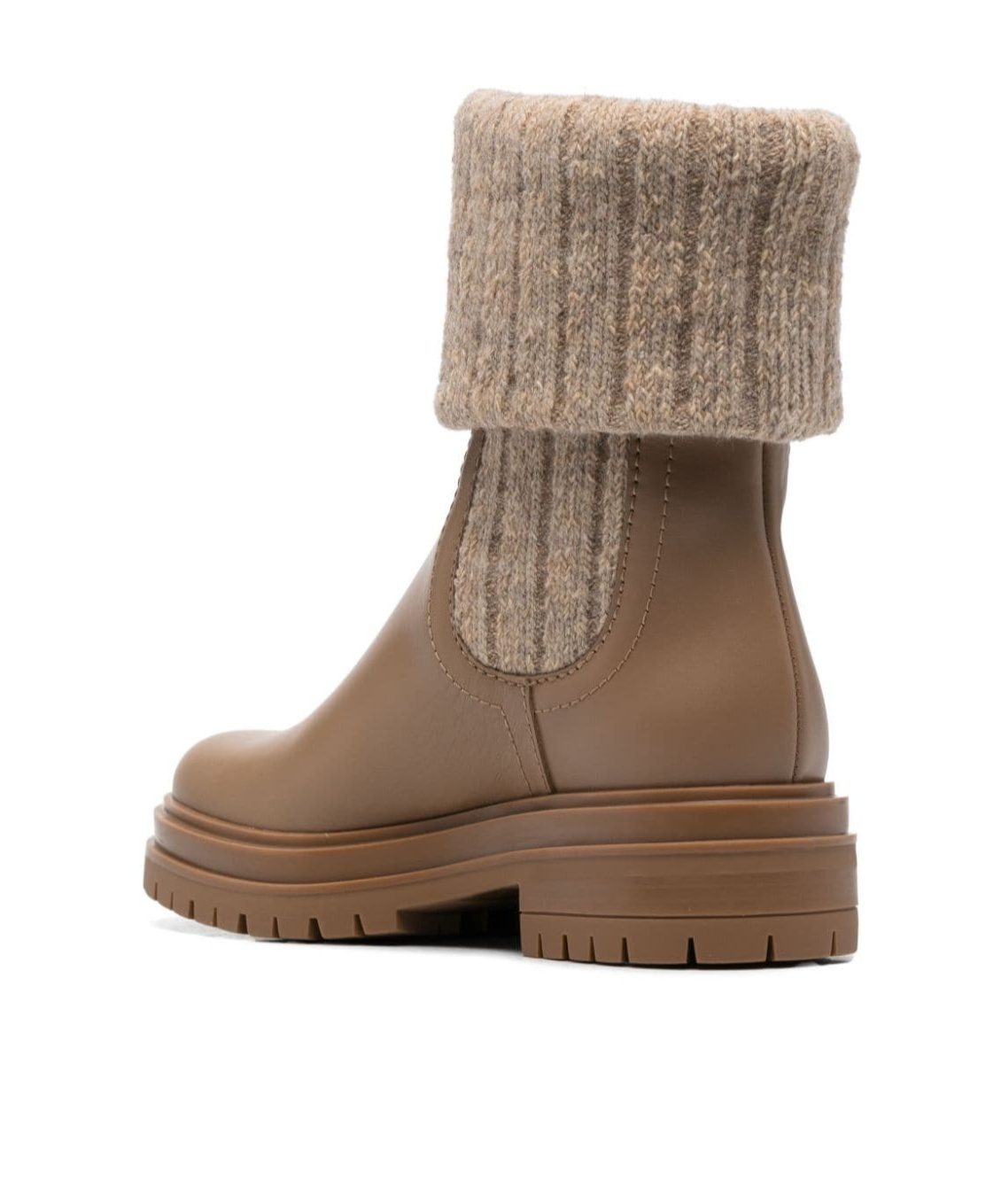 Gianvito Rossi Tenney Leather And Ribbed-knit Chelsea Boots In Brown