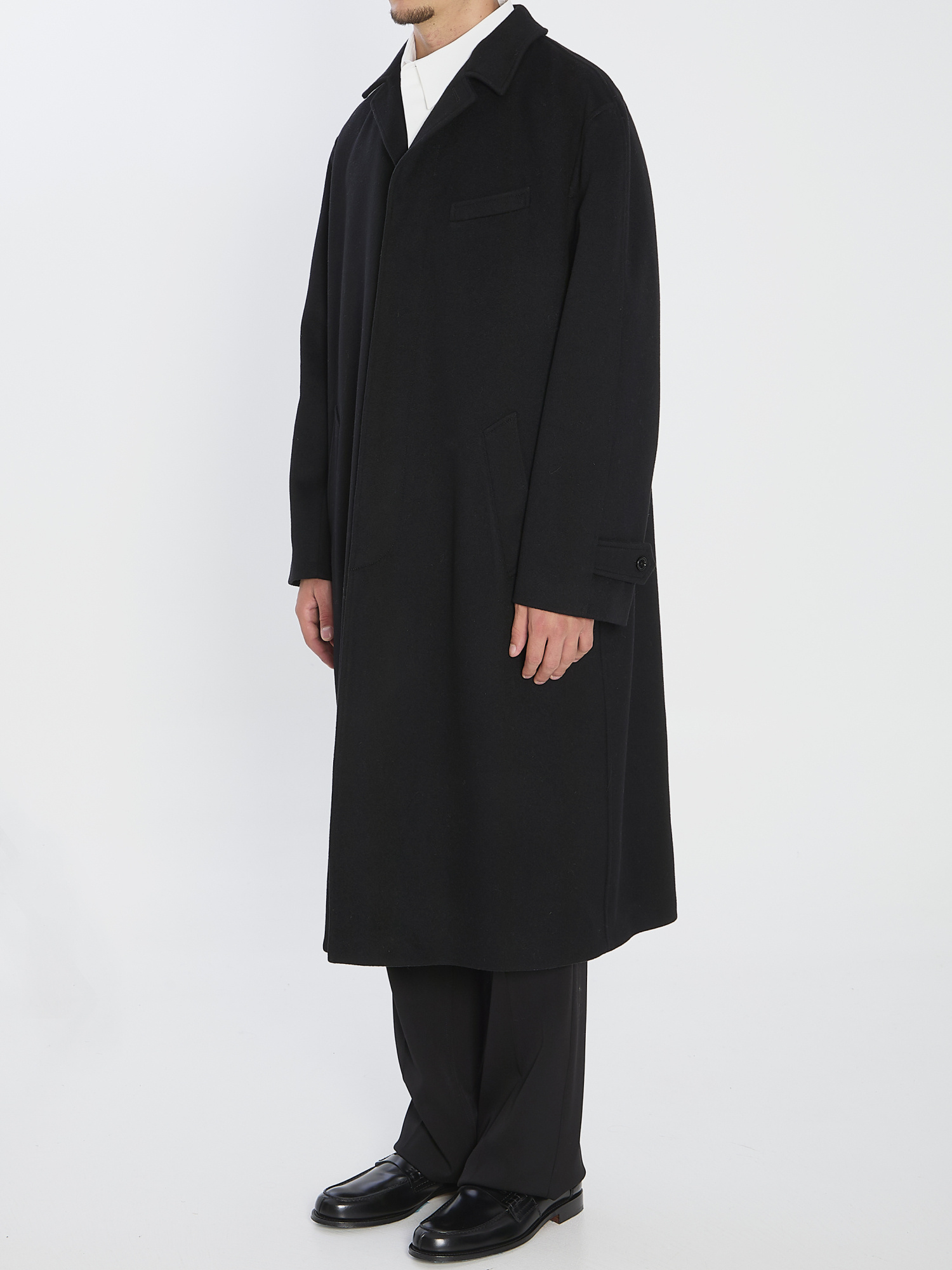 Celine Mac Coat In Wool Cloth In Black