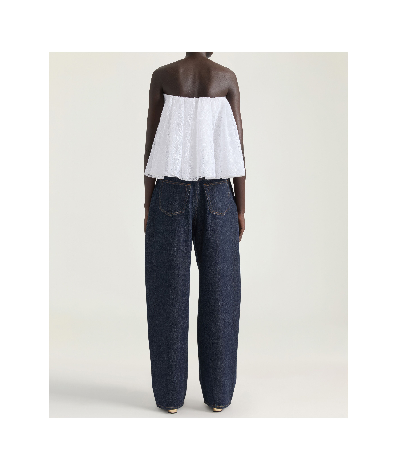 Givenchy Bustier Cape Back Top In Lace In White