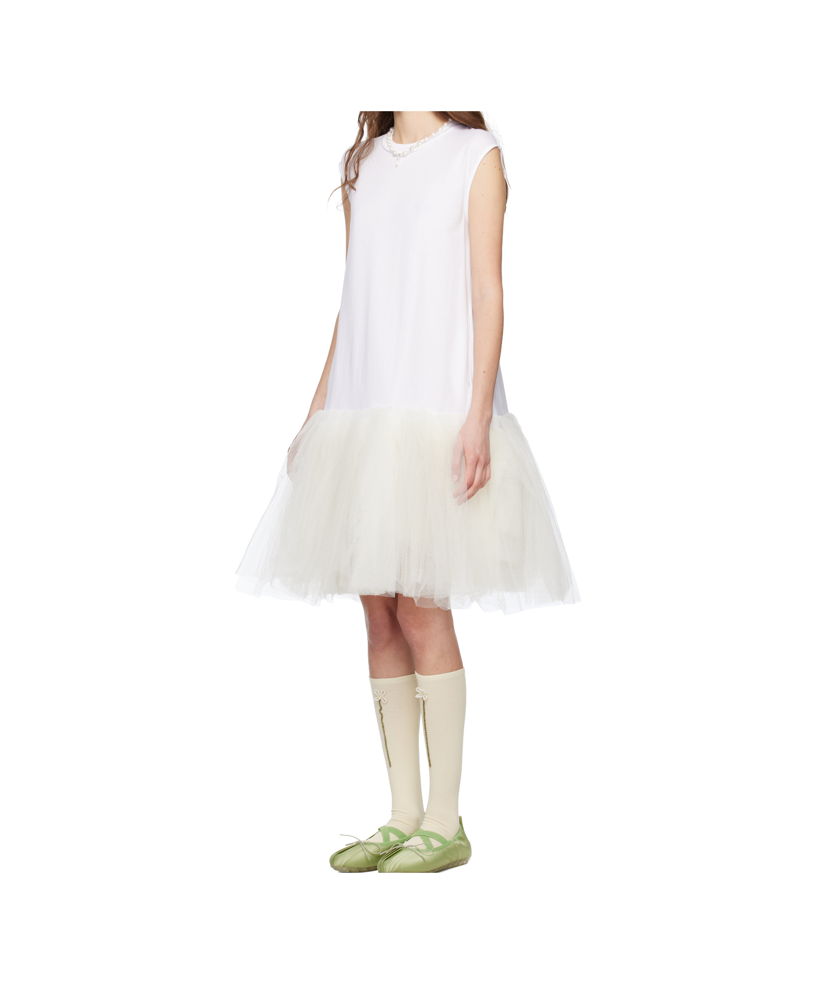 Simone Rocha White Relaxed Ballet Tutu Midi Dress In White