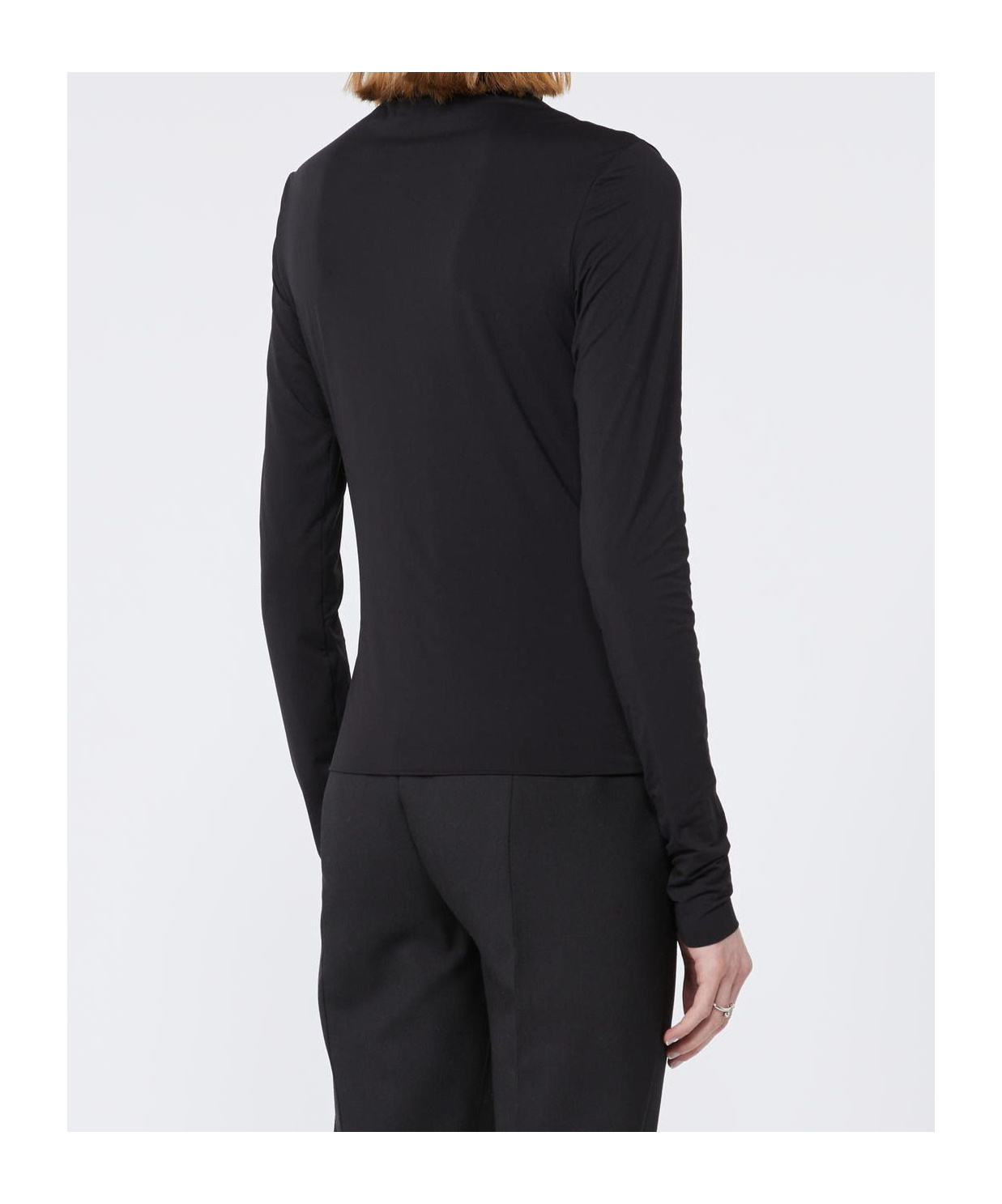 Sportmax Jersey Turtleneck Sweater Long Sleeves In Black