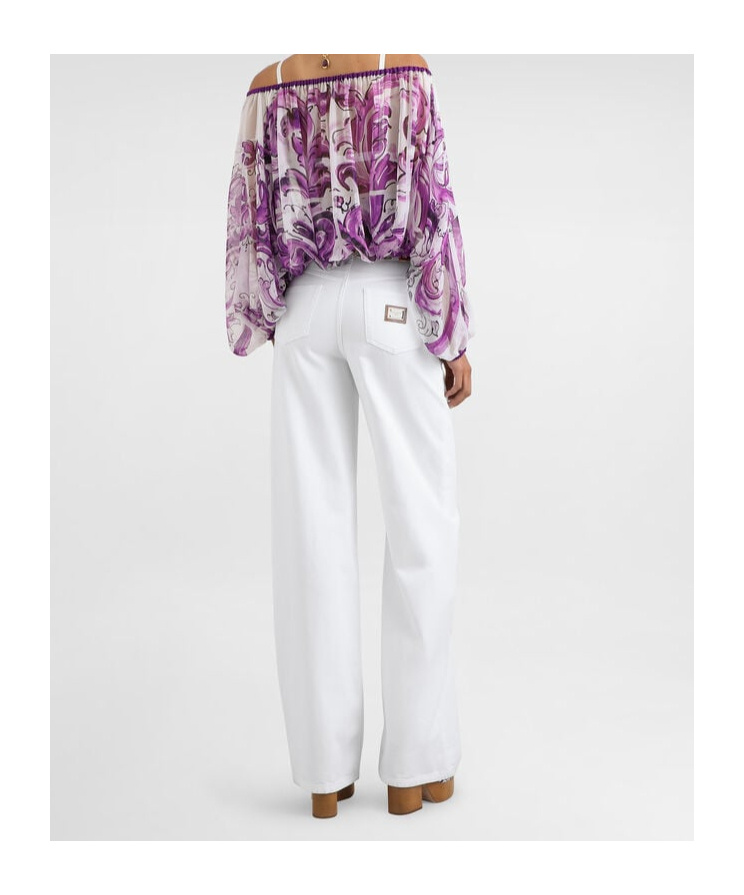 Dolce & Gabbana Sheer Off-the-shoulder Top With Elasticated Accents