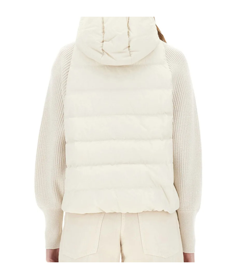 Brunello Cucinelli Wool Sleeved Down Jacket In White
