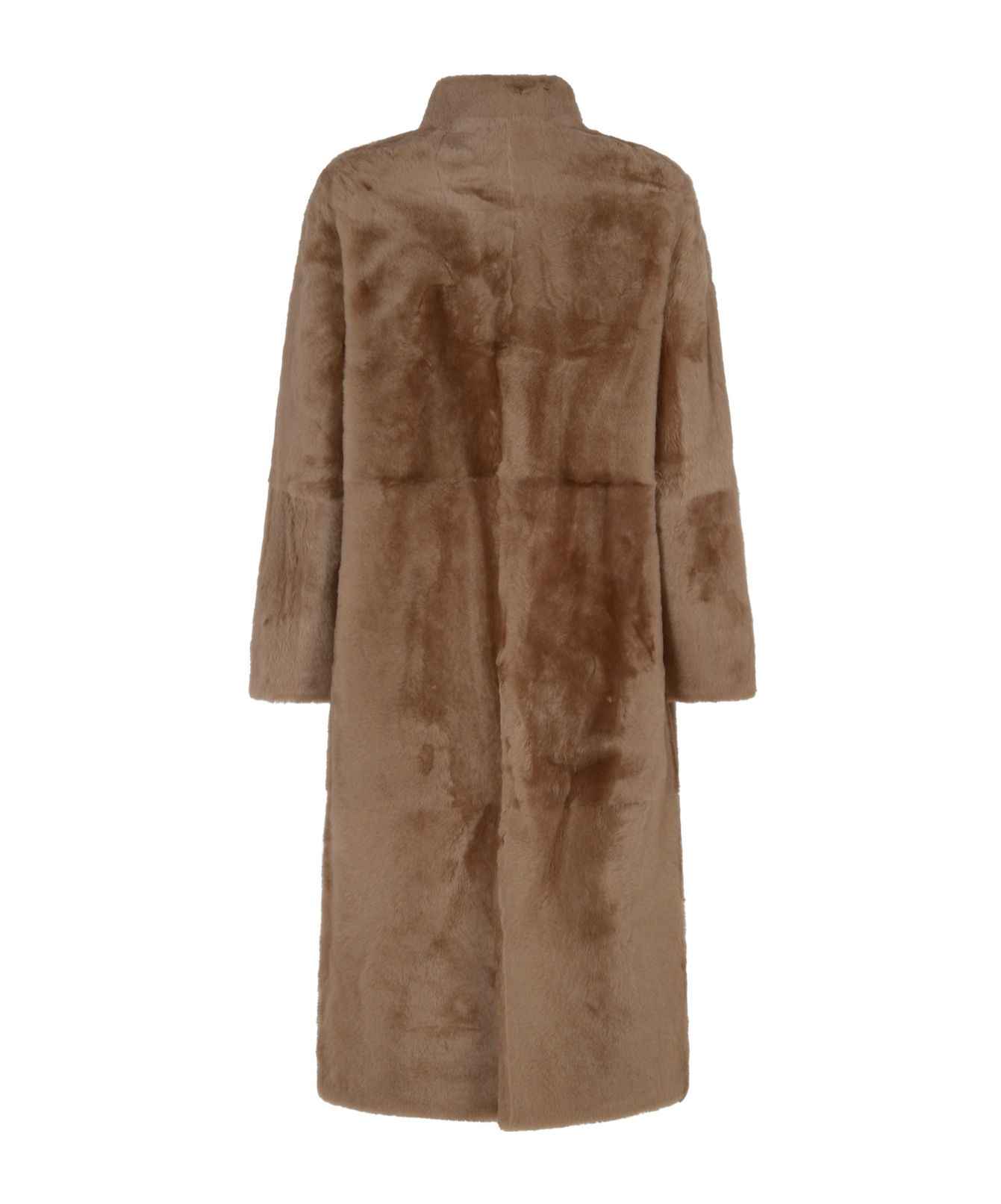 Shop Yves Salomon Long-sleeved Coat In Brown