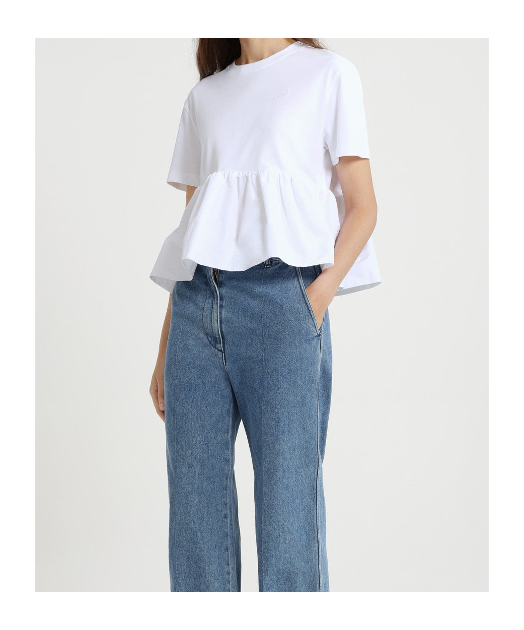 Shop Patou Ruffled T-shirt In White