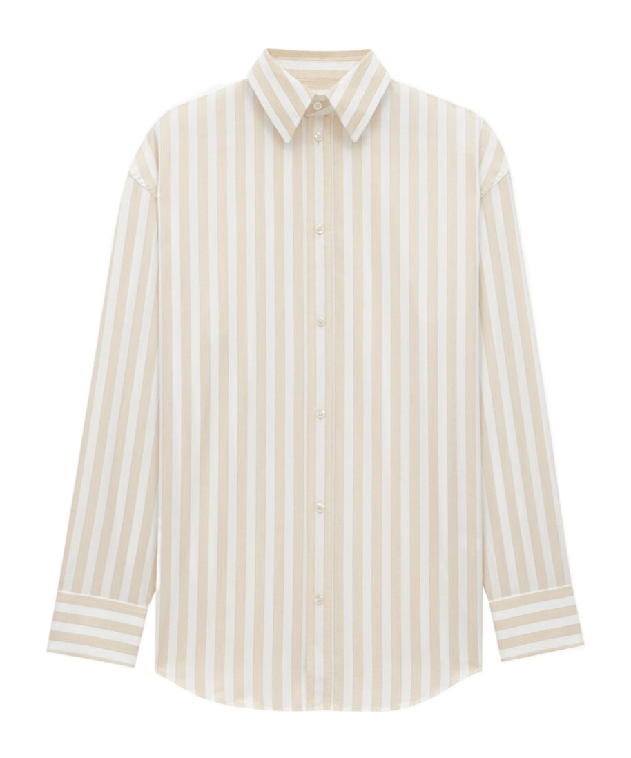 Saint Laurent Striped Cotton Cassandre Shirt In White