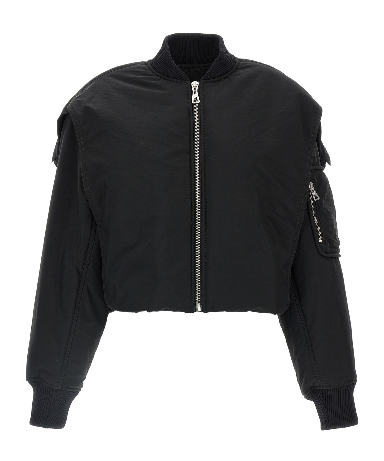 Jean Paul Gaultier Cropped Bomber With Hidden Hood Detail In Black